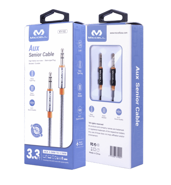 S157 Miccell Aux Senior Cable 3.3ft (KY-102) Box pack