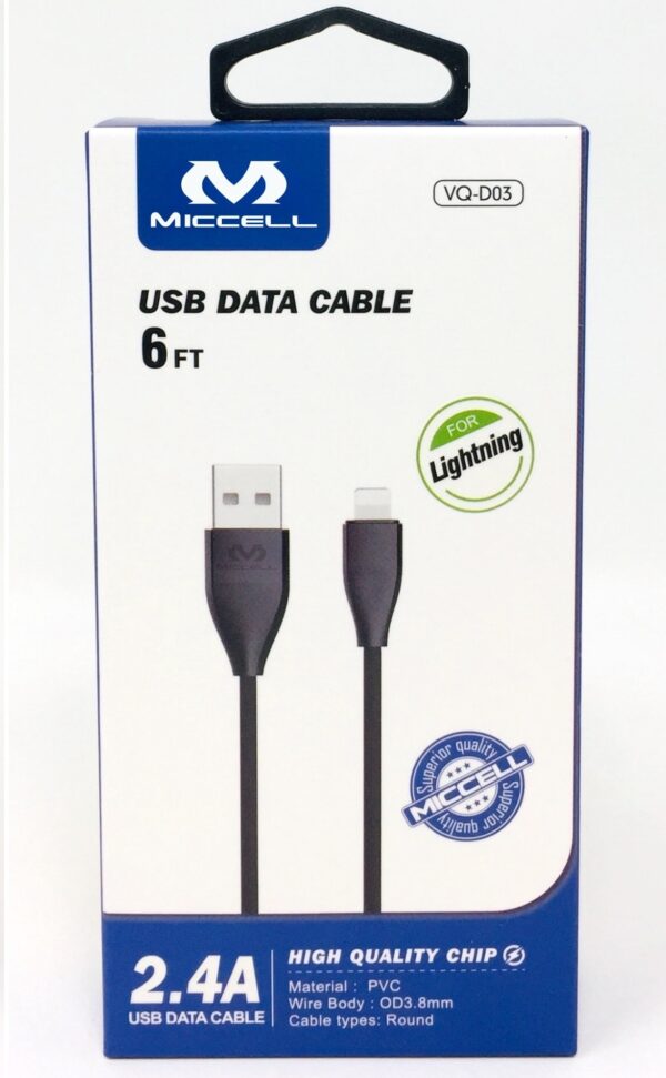 S1020 Miccell USB Data Cable 6ft (VQ-D03) Box pack - Image 7