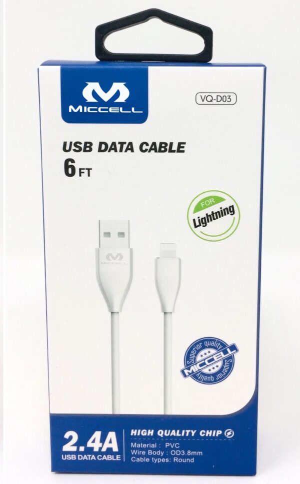 S1020 Miccell USB Data Cable 6ft (VQ-D03) Box pack - Image 6