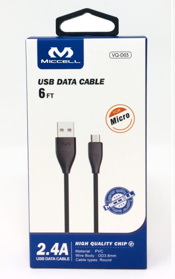 S1020 Miccell USB Data Cable 6ft (VQ-D03) Box pack - Image 5
