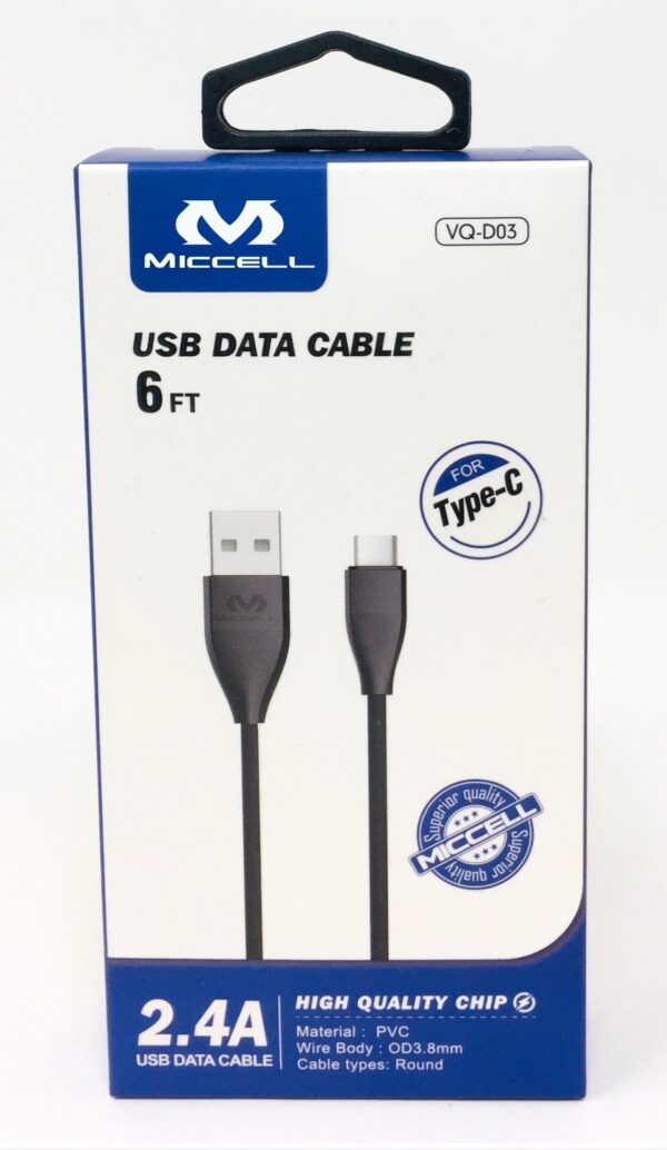 S1020 Miccell USB Data Cable 6ft (VQ-D03) Box pack - Image 3