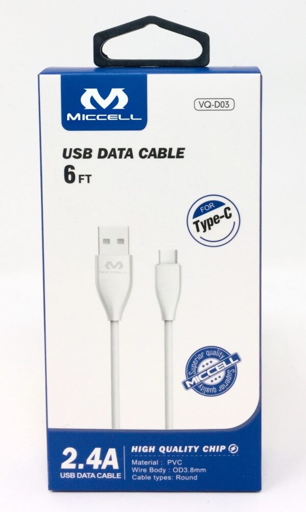 S1020 Miccell USB Data Cable 6ft (VQ-D03) Box pack - Image 2