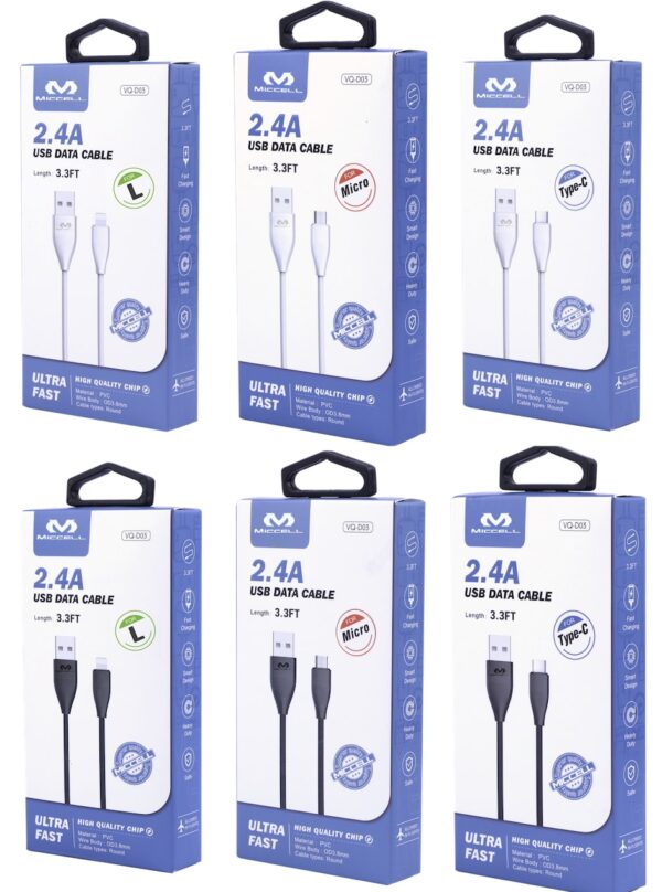S155 Miccell USB Data Cable 3.3ft (VQ-D03) Box pack