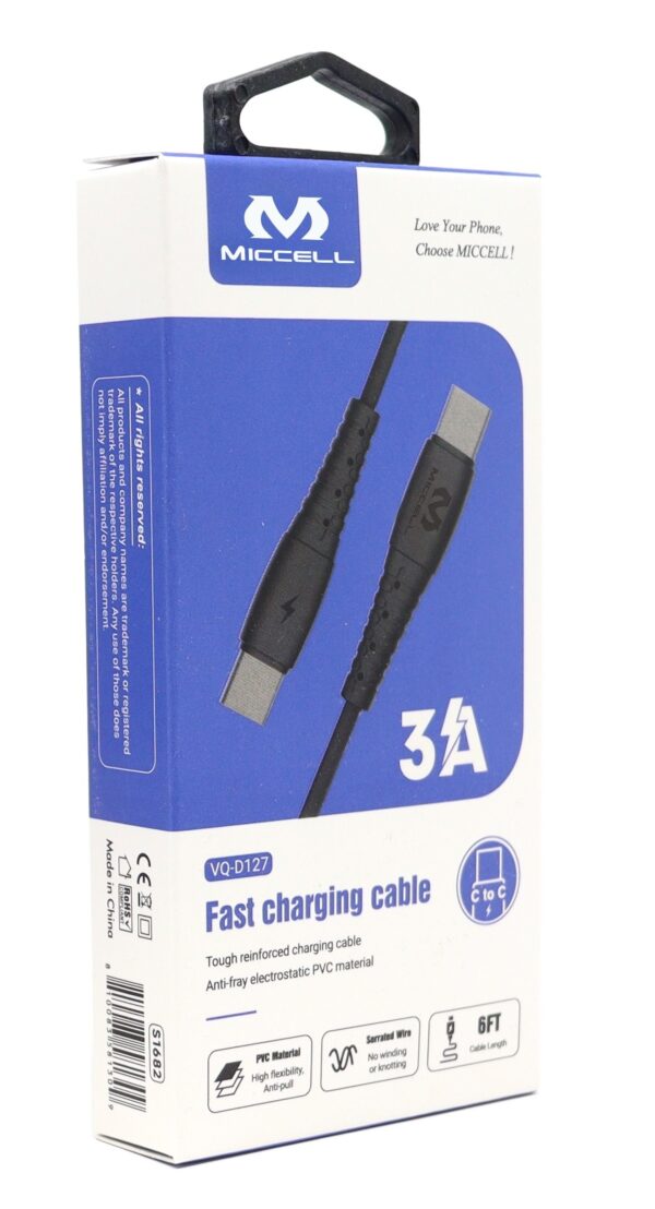 S1682 Miccell C to C Cable 6ft (VQ-D127) Box Pack - Image 2