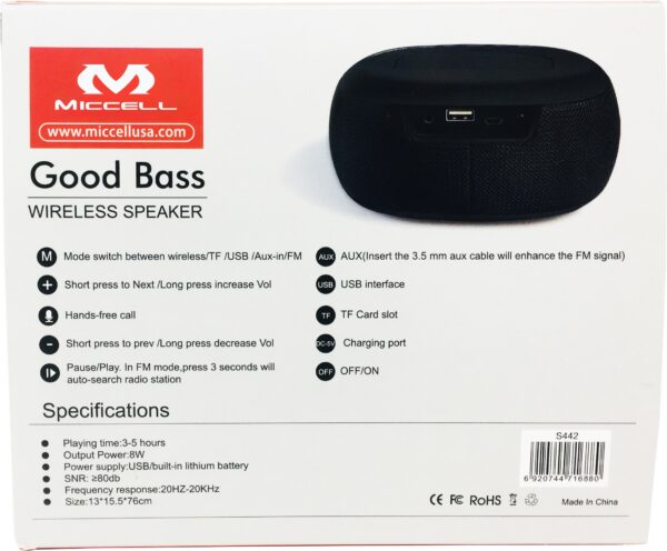 S442 Miccell Portable Wireless Speaker (V8) - Image 2