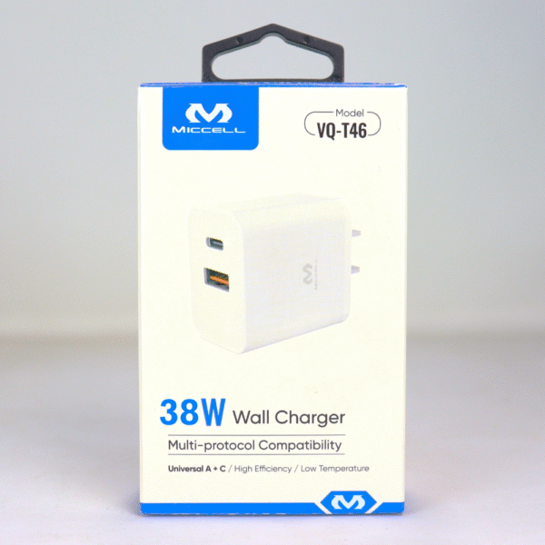 S2280 Miccell DUAL Port Fast WALL Charger 20W+3.0 (VQ-T46) Box Pack