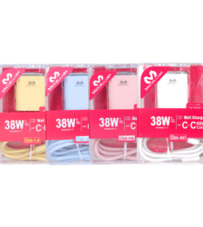 S2695 Miccell 38W* Mini Colored-Crystal Wall Charger w/ C to C Cable (VQ-T16) Acrylic Pack