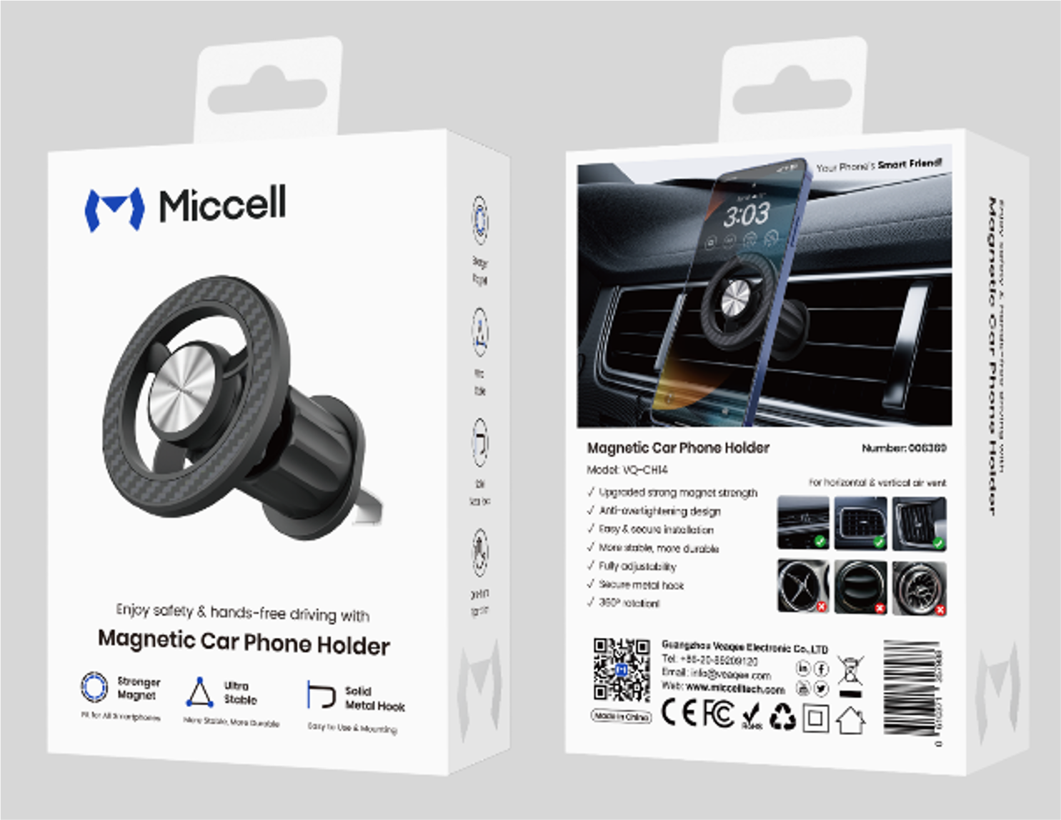 S2991 Miccell Magnetic Car Air Vent Phone Holder (VQ-CH14)